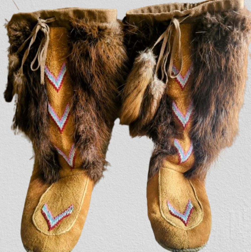 Wolverine Fur Alaskan Inuit Handmade Mukluks Size 8